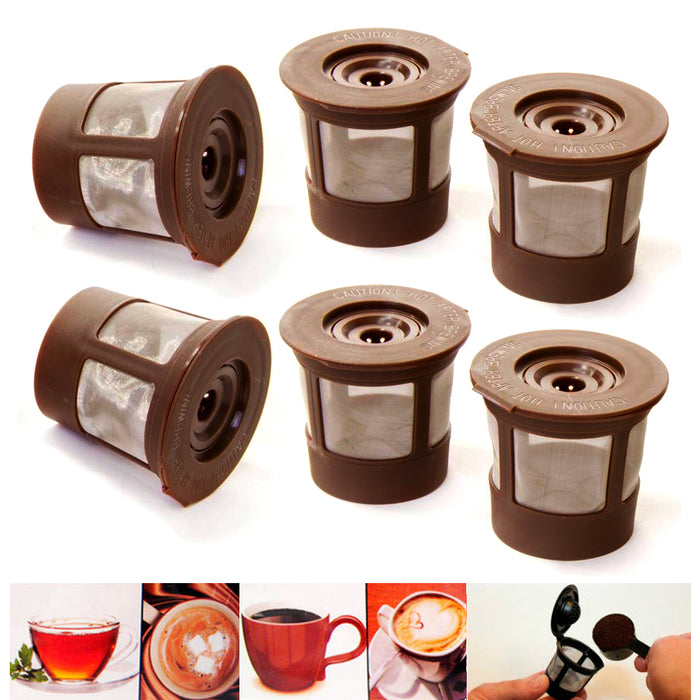 6X Reusable Single K Cup Keurig Filter Pods Coffee Stainless Steel Mesh BPA Free