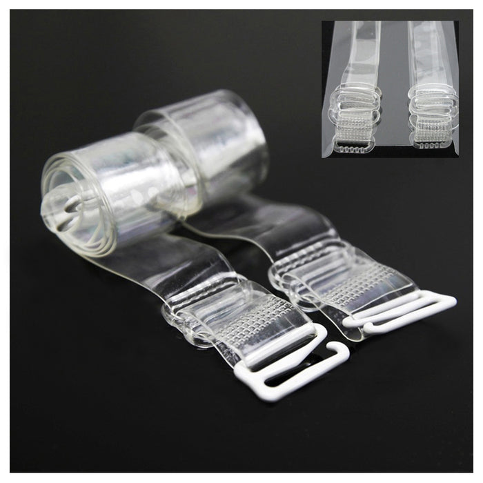 2 Pair Clear Invisible Bra Straps 6 Cleavage Control Holder Clips Conceal Adjust