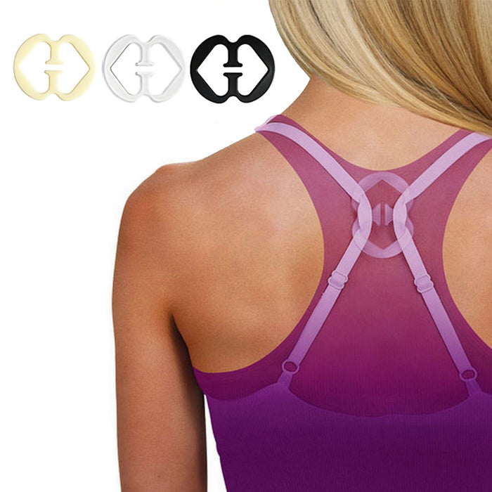 2 Pair Clear Invisible Bra Straps 6 Cleavage Control Holder Clips Conceal Adjust
