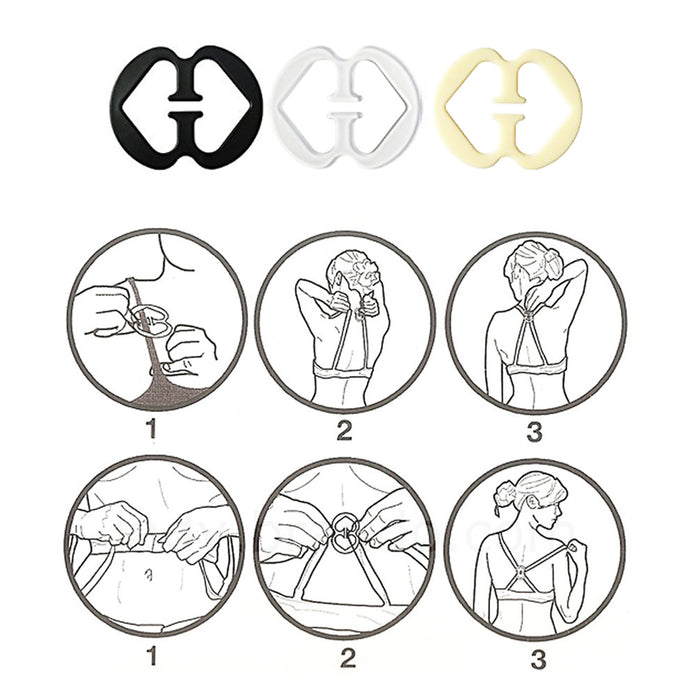 2 Pair Clear Invisible Bra Straps 6 Cleavage Control Holder Clips Conceal Adjust