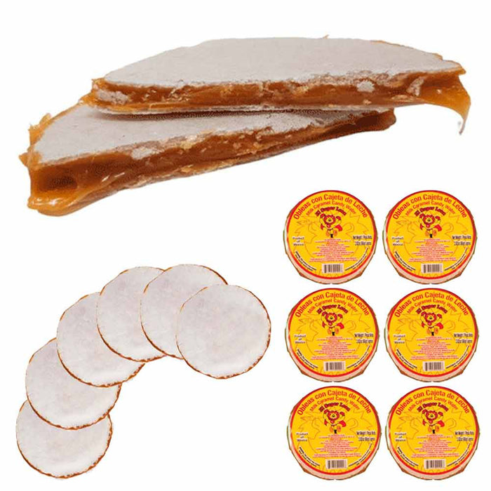 6 Pack Wafers with Caramel Spread Oblea Grande Cajeta Arequipe Dulce De Leche