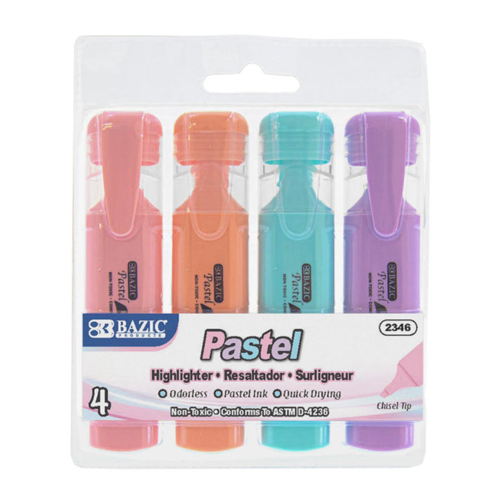 4 Pack Pastel Highlighter Colors Chisel Tip Marker Pen Assorted Colors Quick Dry