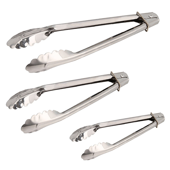 3 X Stainless Steel Kitchen Tongs Salad BBQ Cooking Heavy Duty Serving Food Tong