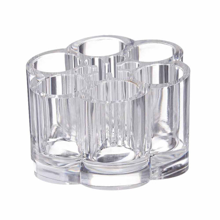Acrylic Cosmetic Makeup Brushes Organizer Holder 12 Spaces Flower Style Clear