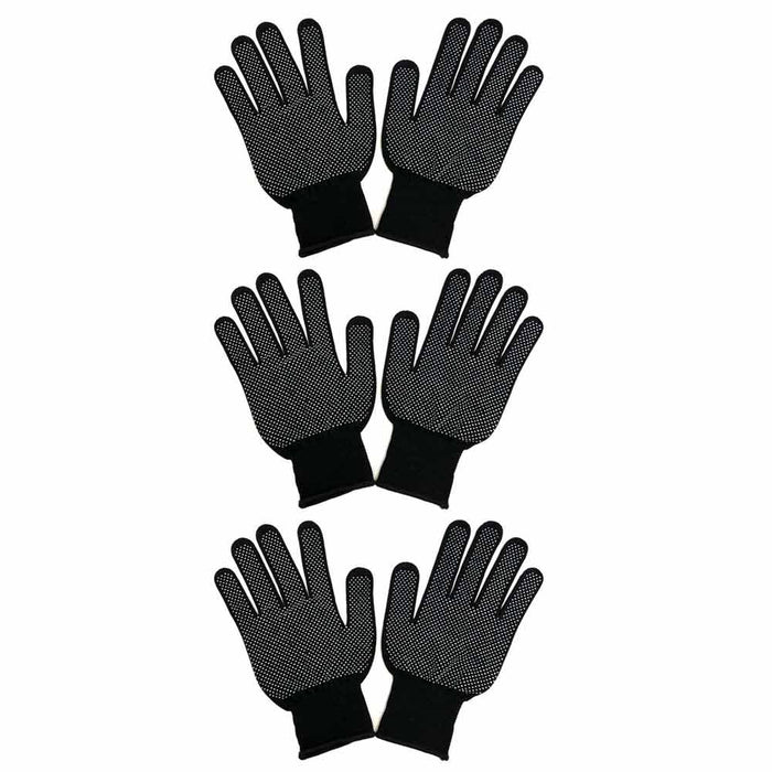 3 Pairs Work Gloves Dotted Anti Slip Knitted Stretchy Cloth Glove Moist Glove