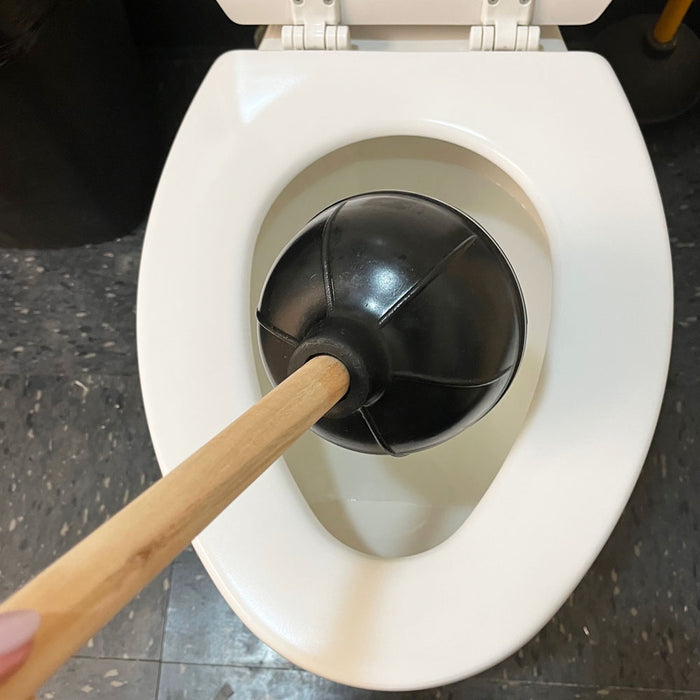 2 Pk Toilet Plunger Rubber 17" Wooden Handle Cleaning Drain Bathroom Heavy Duty