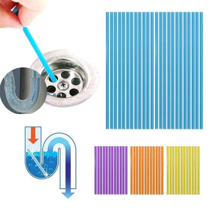 24 Drain Cleaner Sticks Odor Remover Clean Plumbing Pipe Sewer Kitchen Tub Sink
