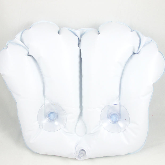 3 Inflatable Bath Tub Pillow Shell Shape Neck Cushion Terrycloth Vinyl Suction !