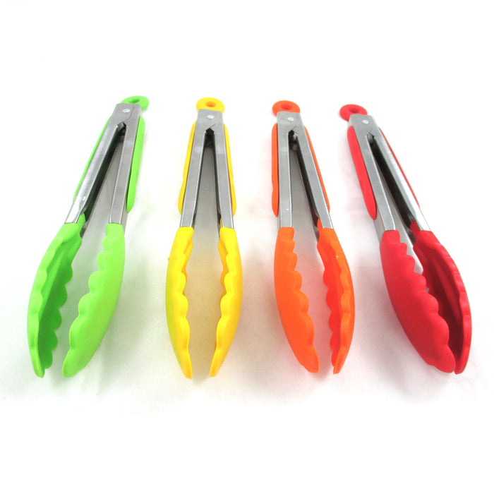 Multi Purpose Metal Tongs Kitchen Grill BBQ Salad Cooking Serving Bread 10" NEW