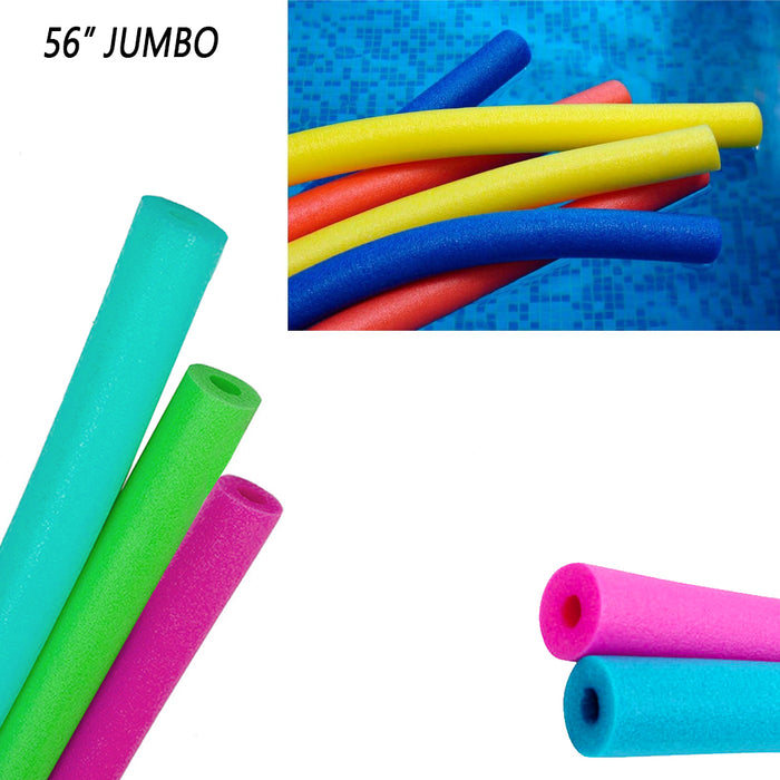 6 Pack Jumbo Foam Pool Noodles 56" x 3" Swimming Therapy Multi Purpose Floatie