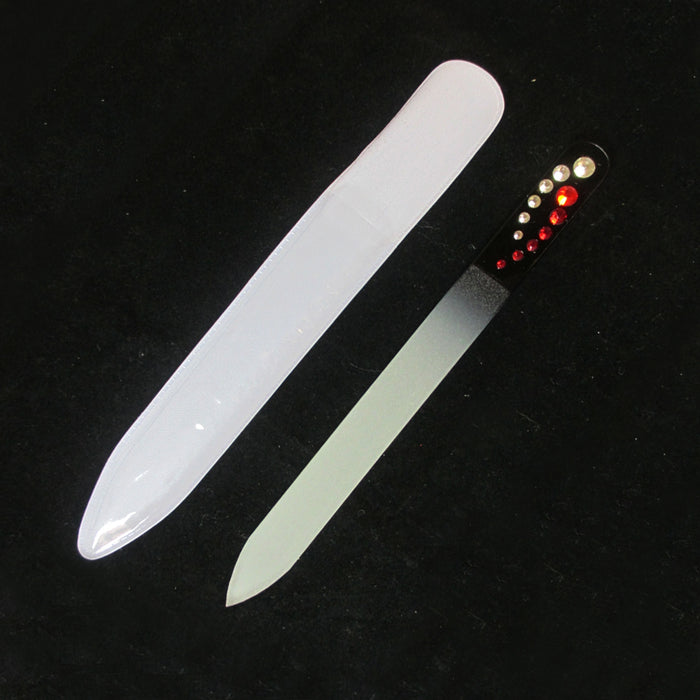 5X Etched Crystal Glass Manicure Nail File Art Set Design Fingernail Buffer Tool