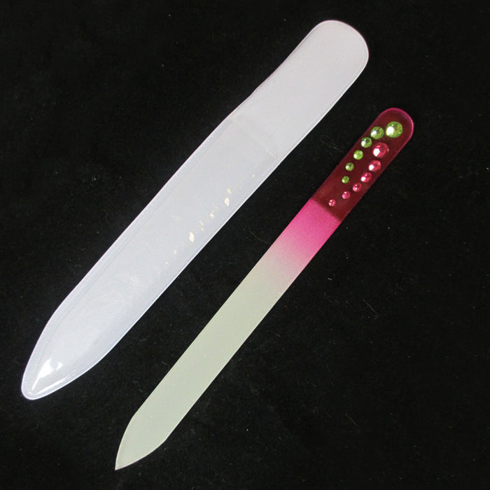 5X Etched Crystal Glass Manicure Nail File Art Set Design Fingernail Buffer Tool