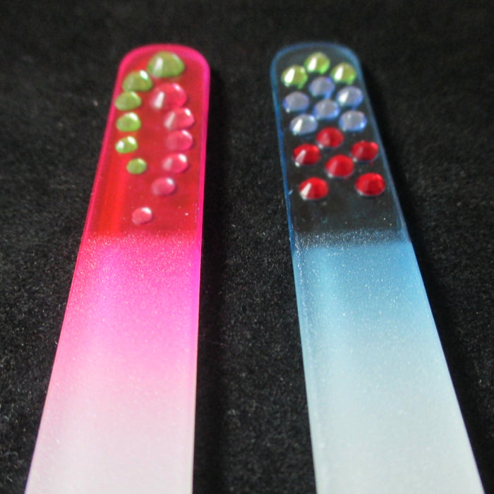 5X Etched Crystal Glass Manicure Nail File Art Set Design Fingernail Buffer Tool
