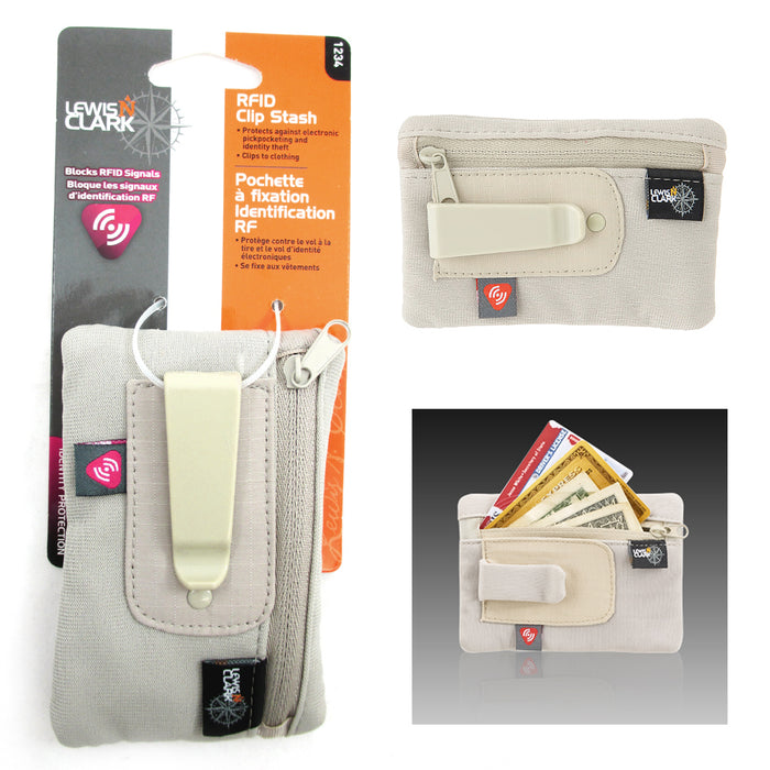 Travel Wallet RFID Blocking Document Pouch Clip On Id Holder Bag Lewis N Clark