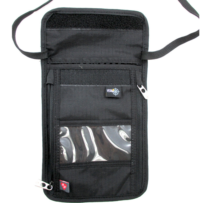 RFID Passport Holder Neck Stash Travel Pouch Id Wallet Bag Lewis N Clark Black !