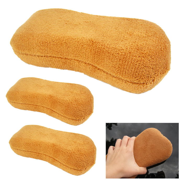 3X Car Waxing Foam Sponges Polish Microfiber Detailing Pads Applicators Cleaning