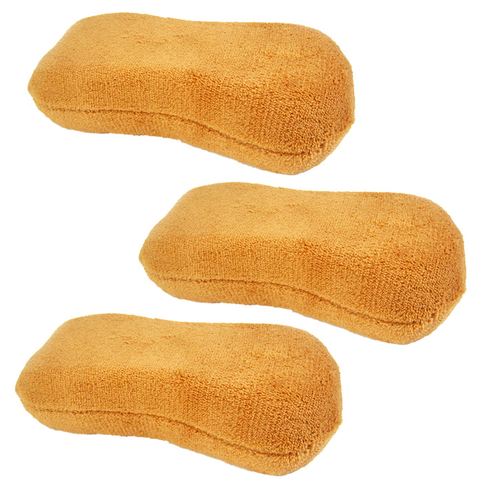 3X Car Waxing Foam Sponges Polish Microfiber Detailing Pads Applicators Cleaning