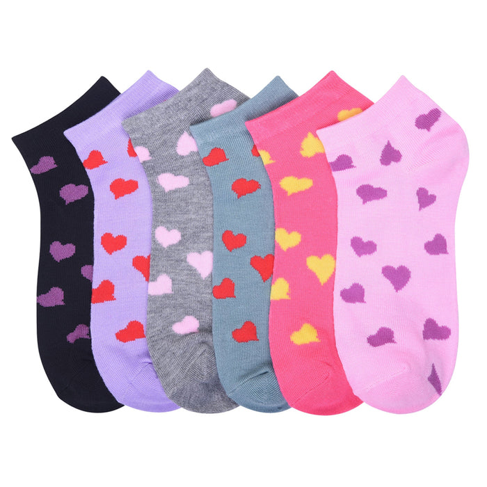 12 Pairs Women Fashion Hearts Cotton Colors Casual Ankle Low Cut Socks Size 9-11
