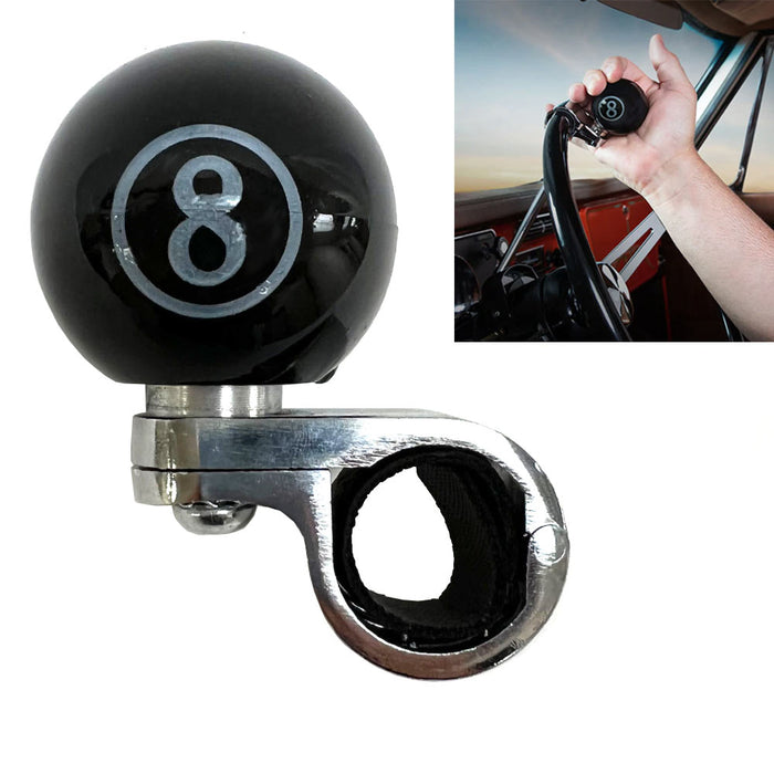 Car Steering Wheel Grip Aid 8 Ball Black Handle Power Assist Knob Spin Universal
