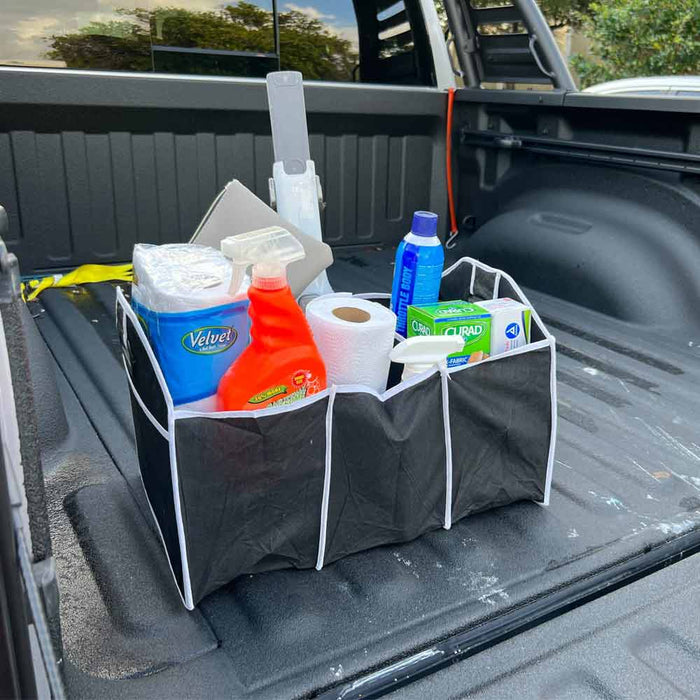 Collapsible Car Trunk Organizer SUV Storage Bin Non-Slip 3 Compartment Black