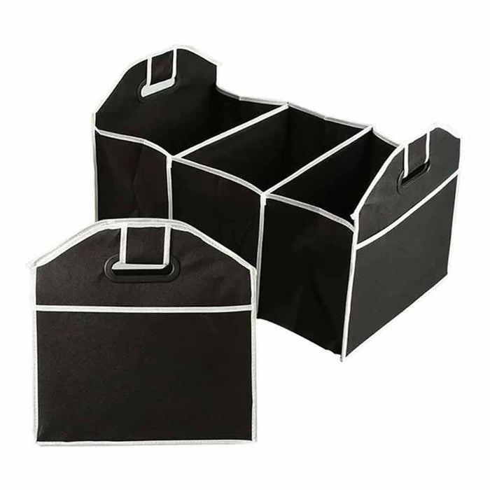 Collapsible Car Trunk Organizer SUV Storage Bin Non-Slip 3 Compartment Black
