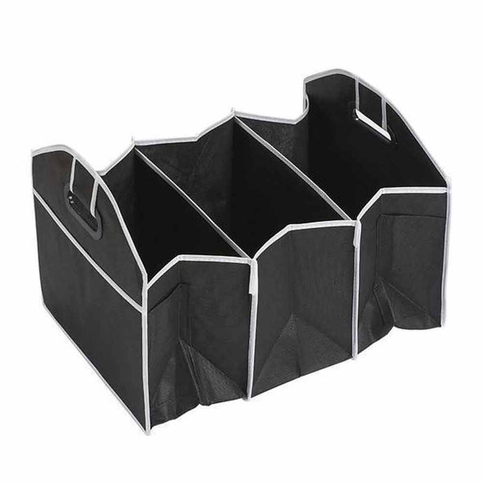 Collapsible Car Trunk Organizer SUV Storage Bin Non-Slip 3 Compartment Black