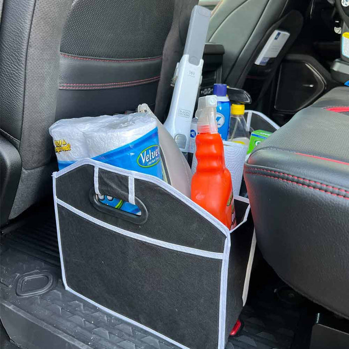 Collapsible Car Trunk Organizer SUV Storage Bin Non-Slip 3 Compartment Black