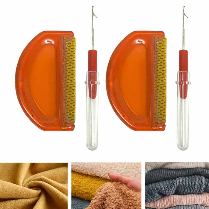 4 PC Portable Fabric Comb Knit Fixer Set Fuzz Pet Hair Lint Brush Remover Shaver