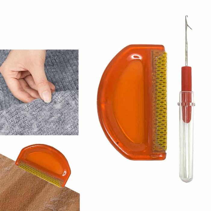 2 PC Set Fabric Comb Fuzz Knit Fixer Lint Brush Remover Clothes Shaver Portable