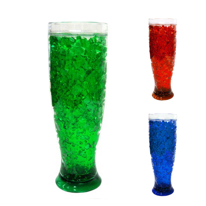 2 Pc Freezer Mug Double Wall Gel 13 Oz Pilsner Tumbler Beverage Cooling Beer Cup
