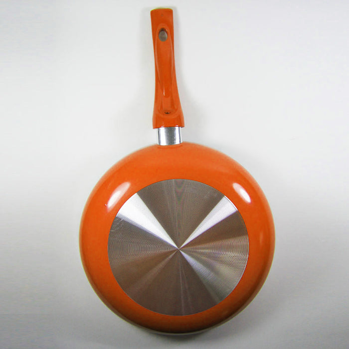 3 Non Stick Ceramic Coated Fry Pan Set Eco Orange Healthy Cookware 8" 9.5" 11"
