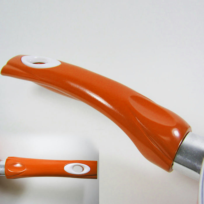 3 Non Stick Ceramic Coated Fry Pan Set Eco Orange Healthy Cookware 8" 9.5" 11"