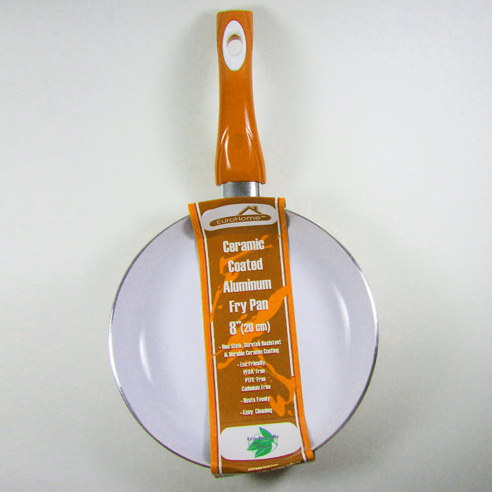 3 Non Stick Ceramic Coated Fry Pan Set Eco Orange Healthy Cookware 8" 9.5" 11"