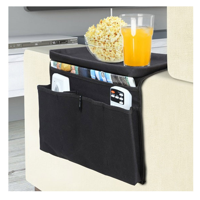 Sofa Arm Rest Organizer 5 Pocket Caddy Couch Tray Remote Control Holder Table