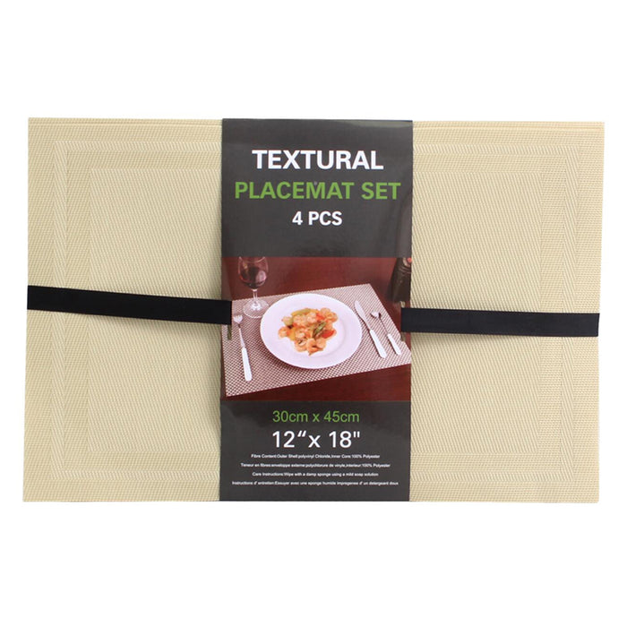 4 Pack PVC Dining Room Table Mats Woven Placemats Heat Insulation 12" x 18" Tan