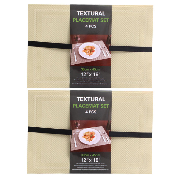 8PC Set PVC Dining Room Table Mats Heat Insulation Tan Woven Placemats 12" x 18"