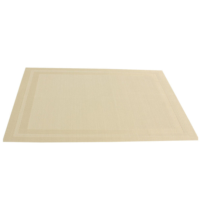 8PC Set PVC Dining Room Table Mats Heat Insulation Tan Woven Placemats 12" x 18"