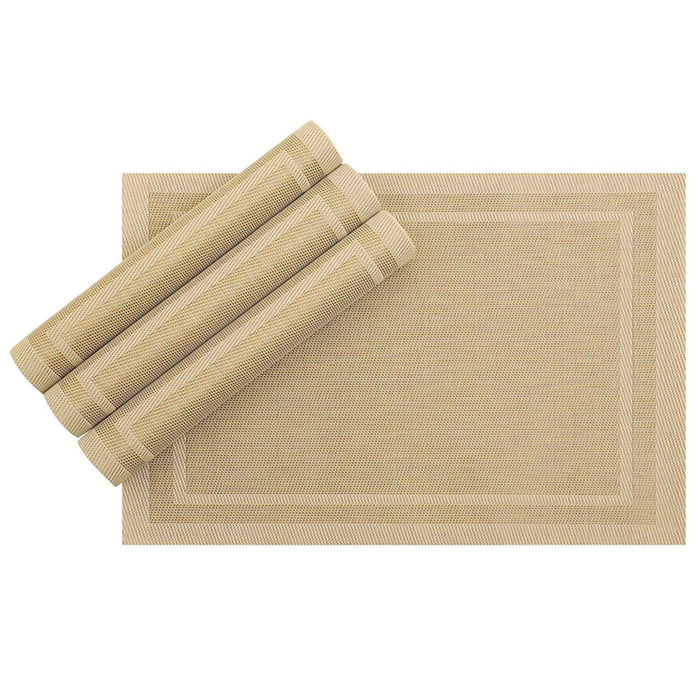 4 Pack PVC Dining Room Table Mats Woven Placemats Heat Insulation 12" x 18" Tan