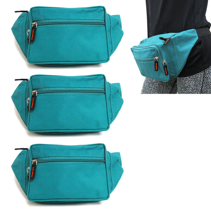 3PC Set Fanny Packs Adjustable Waist Bag Men Women Travel Sports Pouch Turquoise