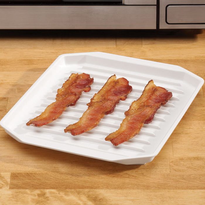 Microwavable Oven Bacon Rack Cooker Tray Cook Bar Crisp Breakfast Meal Home Dorm