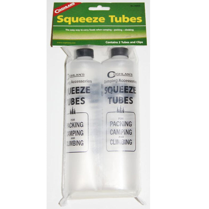 2 Food Squeeze Tubes Container Bottles Camping Hiking Easy Dispenser Coghlans !!