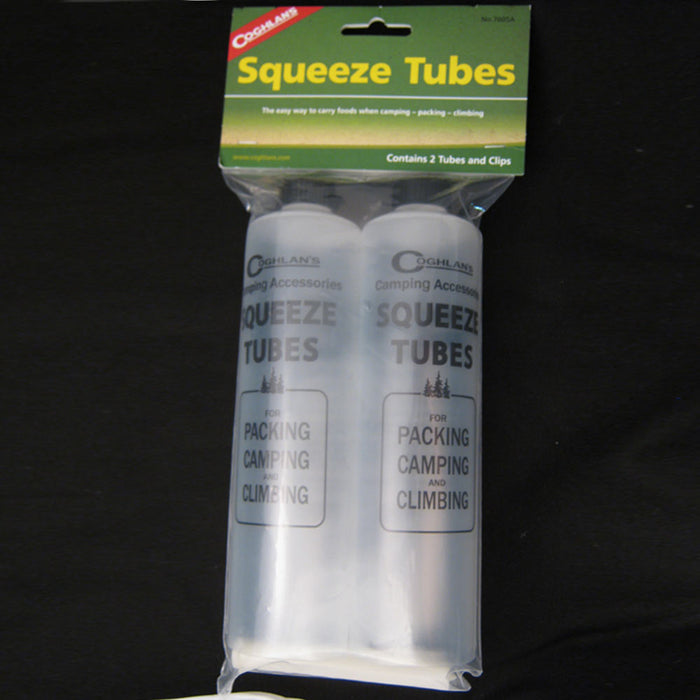 2 Food Squeeze Tubes Container Bottles Camping Hiking Easy Dispenser Coghlans !!