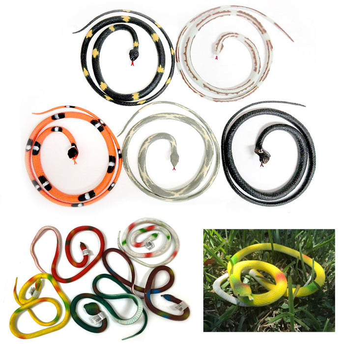 4 X Rubber Snake Realistic Toy Fake Safari Garden Joke Prank Soft Halloween Prop