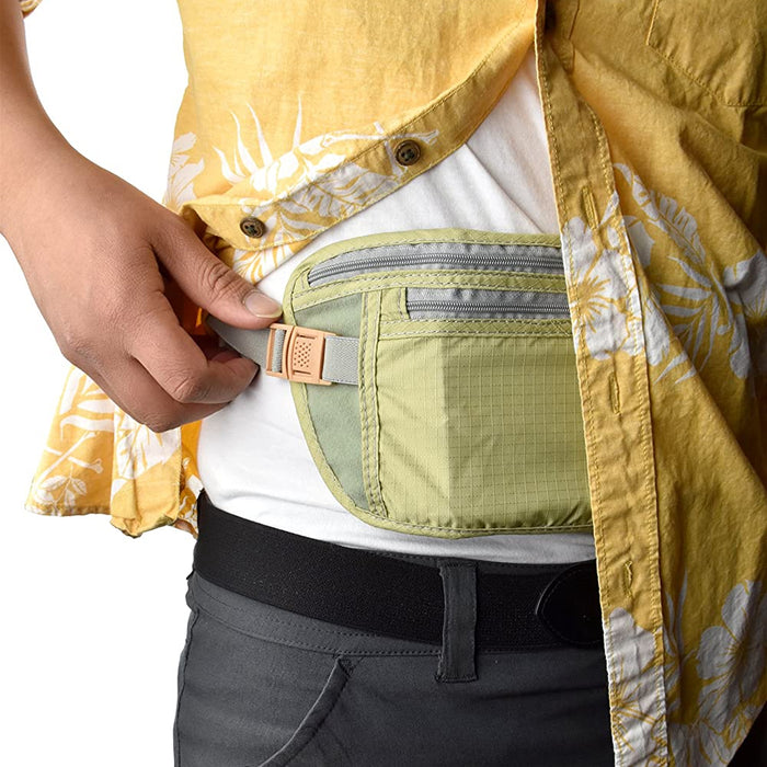 Travel Waist Belt Fanny Pack Khaki Pouch Bag Money Passport ID Holder Hidden NEW