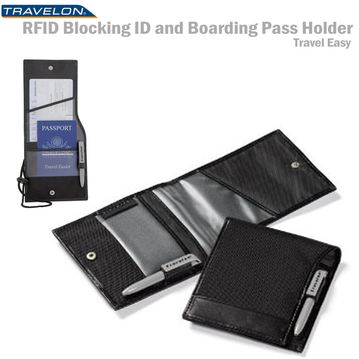 Travelon Passport ID Holder Neck Strap Boarding Pass Transparent Wallet Travel