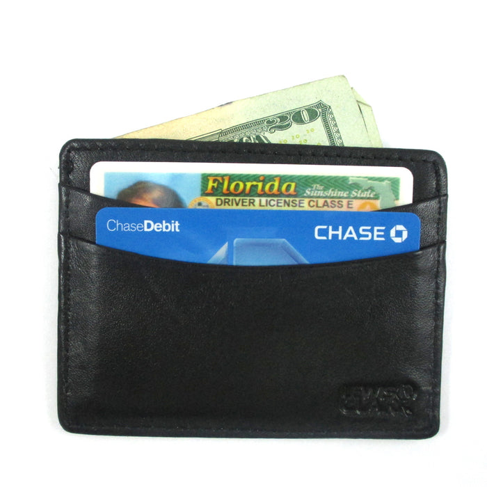 Lewis N Clark Mens ID Card Holder Leather RFID Blocking Slim Wallet Security New