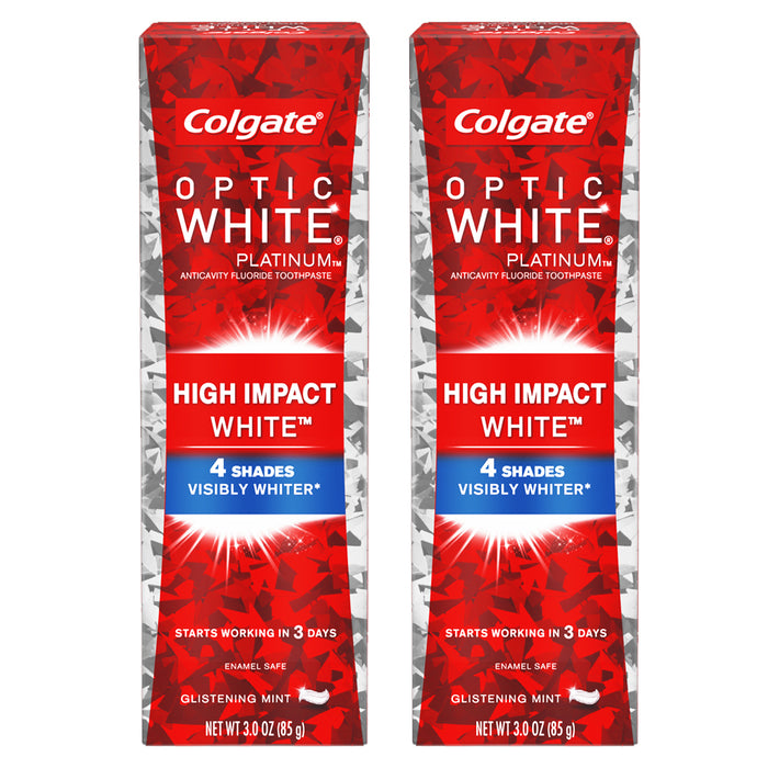 2 Pack Colgate Optic White High Impact Whitening Toothpaste 3 oz Visibly Whiter