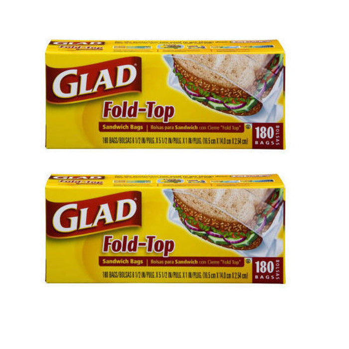 360 Pc Glad Fold Top Sandwich Bags Snacks School Lunch Travel Camp Storage New !