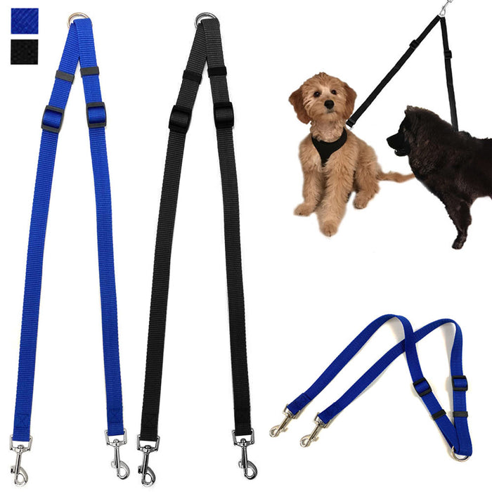 2 Pack Dog Pet Coupler Leash Double Dual Nylon Walking Dogs Leash No Tangle Lead