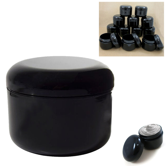 12 Pk Plastic Cosmetic Jars 1.7oz Sample Double Wall Container Pot Cream Lotion